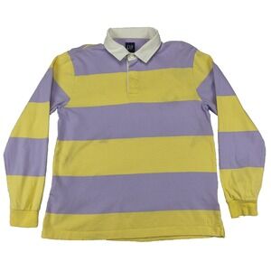 GAP Mens Striped Rugby Shirt Long Sleeve Collared Button Front Size M